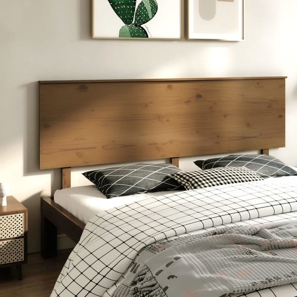 Vidaxl Čelo postele, medovo hnedé, 204x6x82,5 cm, borovicové drevo
